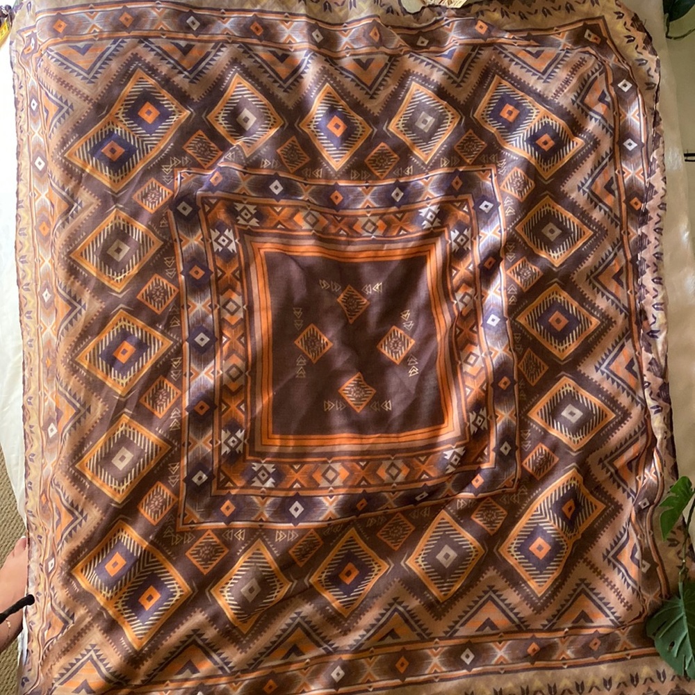 Large Geometric Square Scarf with Tassels!!